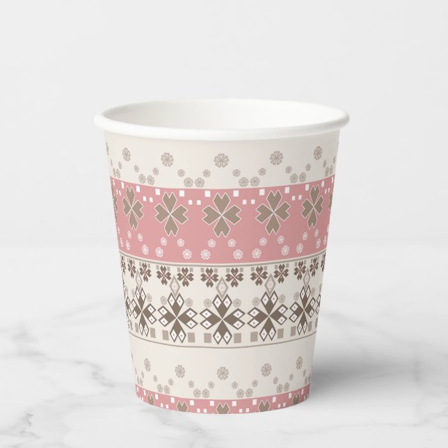 Pink beige ornament paper cup (Front)