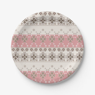 Pink beige ornament paper plate