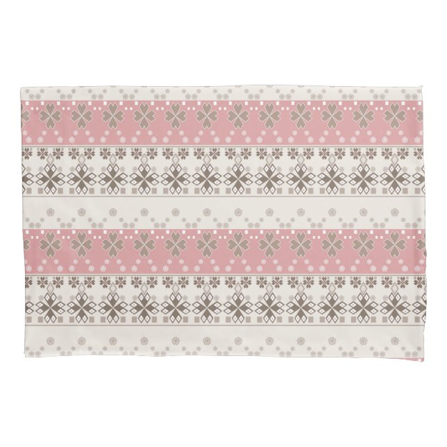 Pink beige ornament  pillowcase (Front)