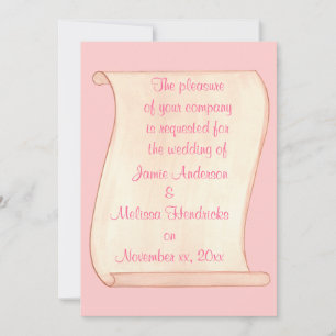 Pink & Beige Scroll Wedding Invitations