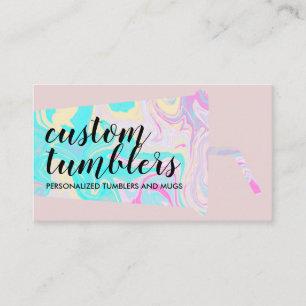 Pink beige Tumbler travel mug shop crafter Business Card