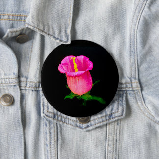 Pink Bellflower Black ALL SIZES 10 Cm Round Badge