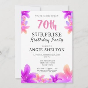 Pink Bellflowers 70th Birthday Surprise Party Invitation