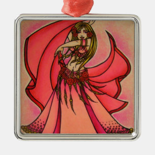 Pink Belly dancer Metal Tree Decoration