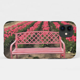 Pink Bench with Pink Tulips Case-Mate iPhone Case