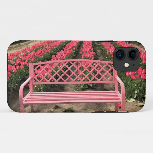 Pink Bench with Pink Tulips Case-Mate iPhone Case (Back (Horizontal))
