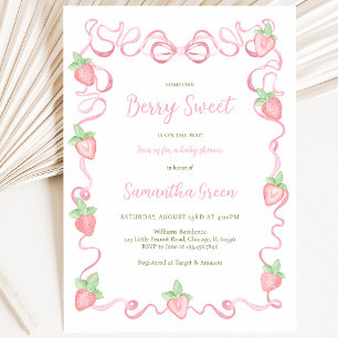 Pink Berry Sweet Baby Shower Invitation