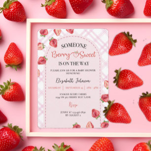 Pink Berry Sweet Baby Shower Strawberry Invitation