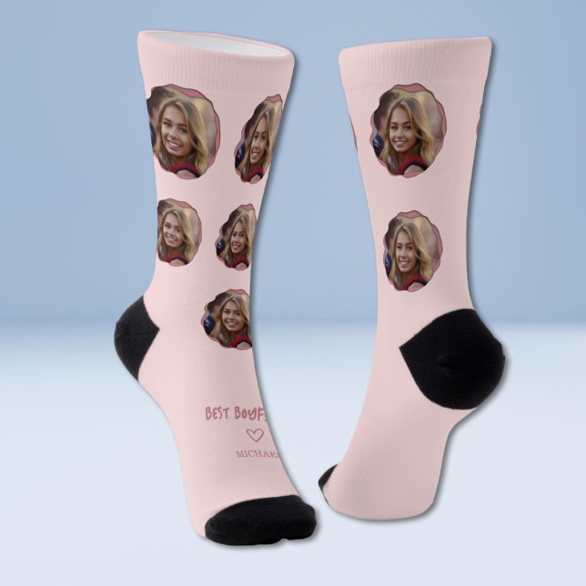 Pink Best Boyfriend Photo Socks (Creator Uploaded)
