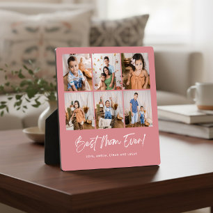 Pink Best Mum Ever Six Photo Plaque
