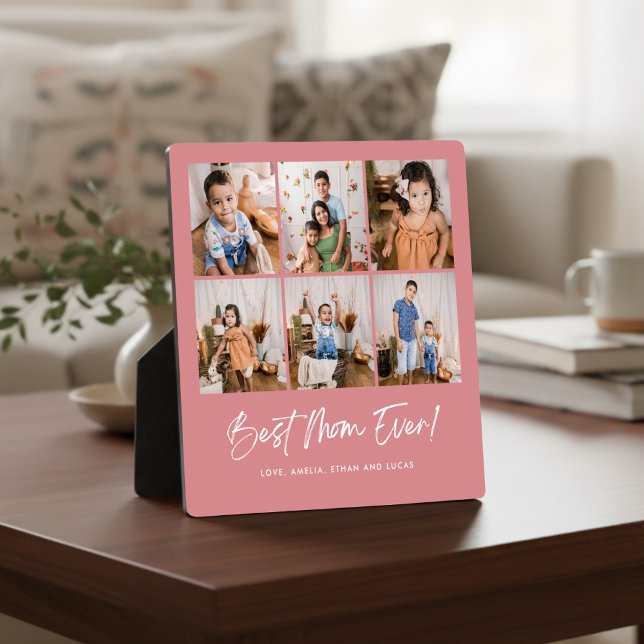 Pink Best Mum Ever Six Photo Plaque (Creator Uploaded)