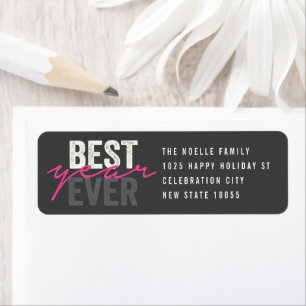 Pink Best Year Ever Handwriting Script Address