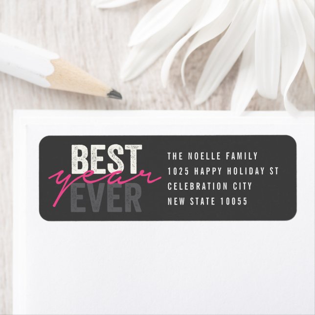 Pink Best Year Ever Handwriting Script Address (Insitu)
