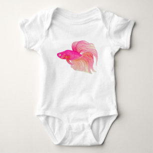 Pink Betta Fish Baby Bodysuit
