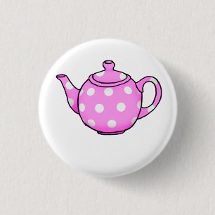 Pink Betty Teapot Square Sticker 3 Cm Round Badge