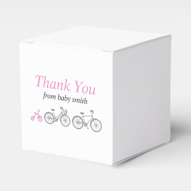 Pink Bicycle Favour Box (Front Side)
