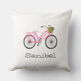 Pink Bicycle Flower Basket LOCATION Sanibel Fun Cushion