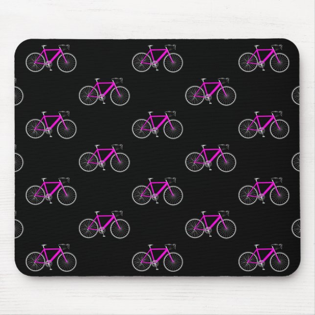pink bicycle on black mouse pad (Front)