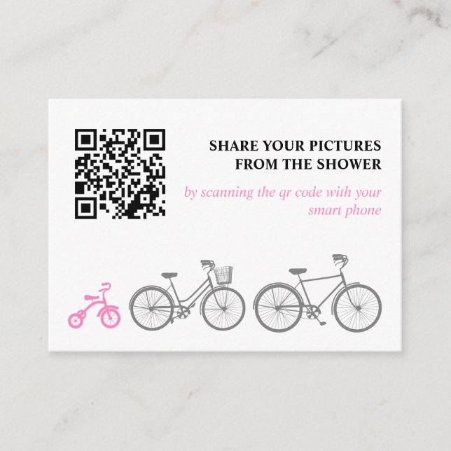 Pink Bicycle Picture Share Enclosure Card (Front)