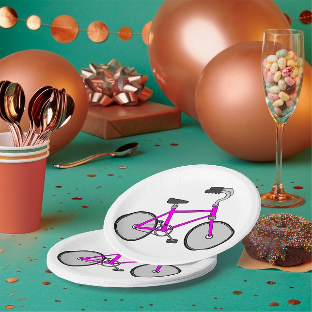 Pink Bicycle Transport Paper Plates (Creator Uploaded)