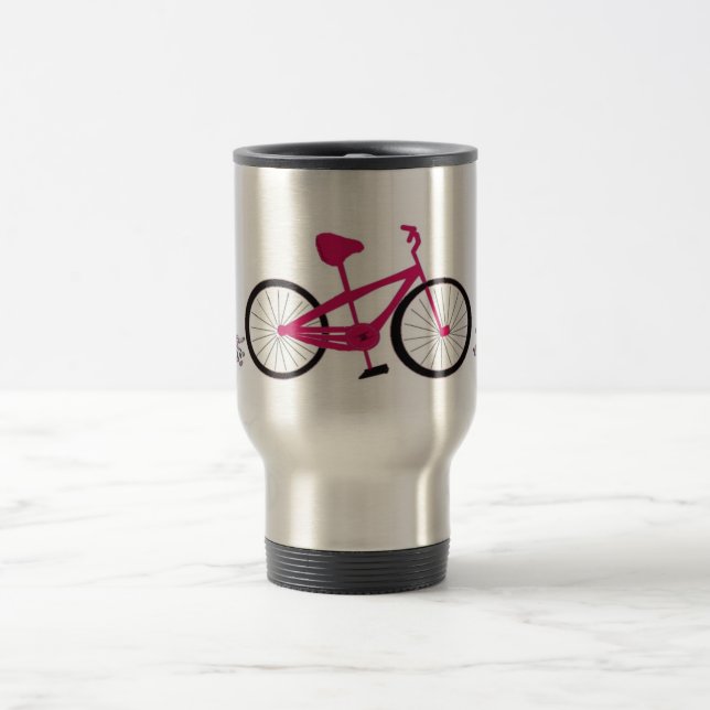 Pink Bicycle Travel Mug (Center)