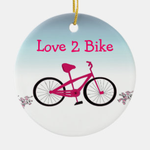 Pink Bicycle with Cute Saying Ceramic Tree Decoration