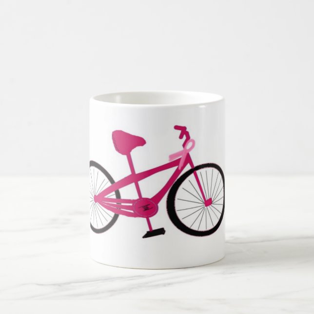 Pink Bicycle With Pink Ribbon Coffee Mug (Center)