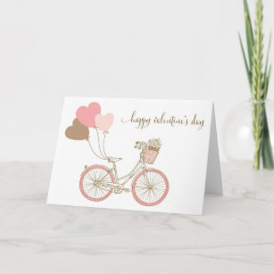 PINK BICYCLES AND BALLOONS VALENTINE'S DAY CARD
