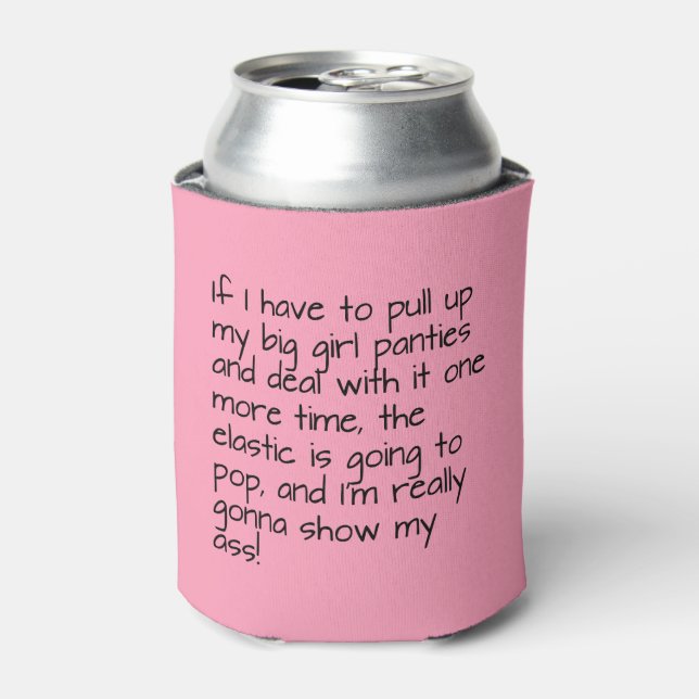 Pink Big Girl Panties Saying Name Personalised Can Cooler (Can Front)