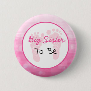 Pink Big Sister to be Baby Shower 6 Cm Round Badge