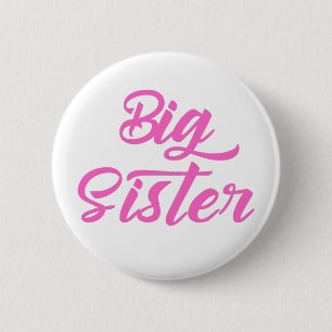 Pink Big Sister Typography 6 Cm Round Badge