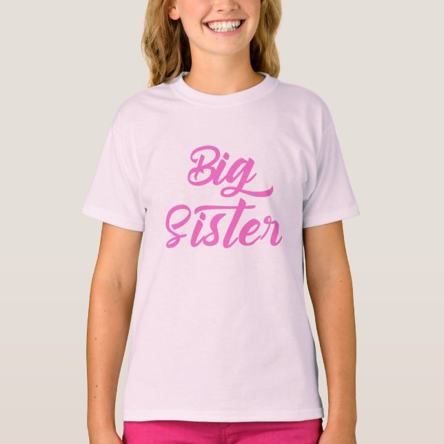 Pink Big Sister Typography T-Shirt (Front)