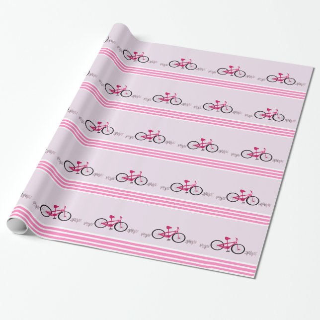 Pink Bike with Pink Ribbon Wrapping Paper (Unrolled)