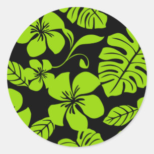 PINK BIKINI (BLACK/LIME) CLASSIC ROUND STICKER