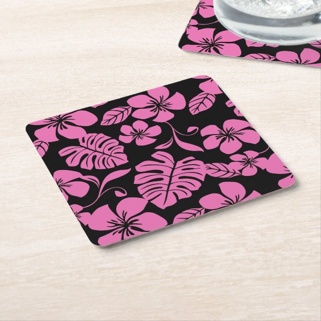 PINK BIKINI (BLACK/PINK) SQUARE PAPER COASTER (Angled)