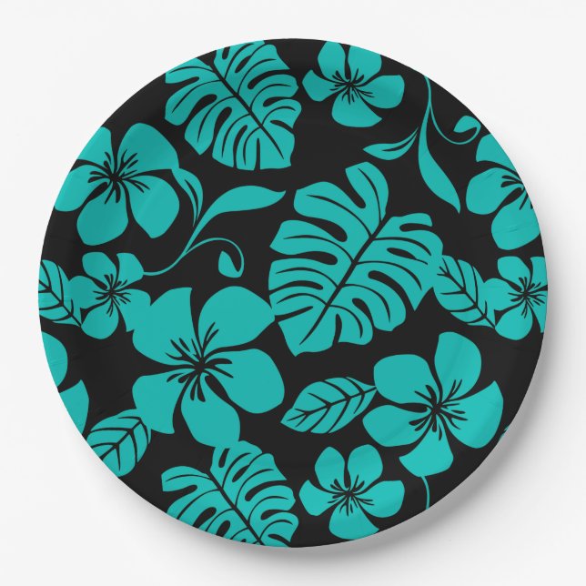 PINK BIKINI (BLACK/TEAL) PAPER PLATE (Front)
