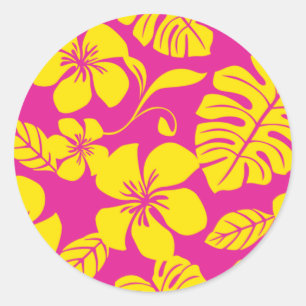 PINK BIKINI (HOT PINK/YELLOW) CLASSIC ROUND STICKER
