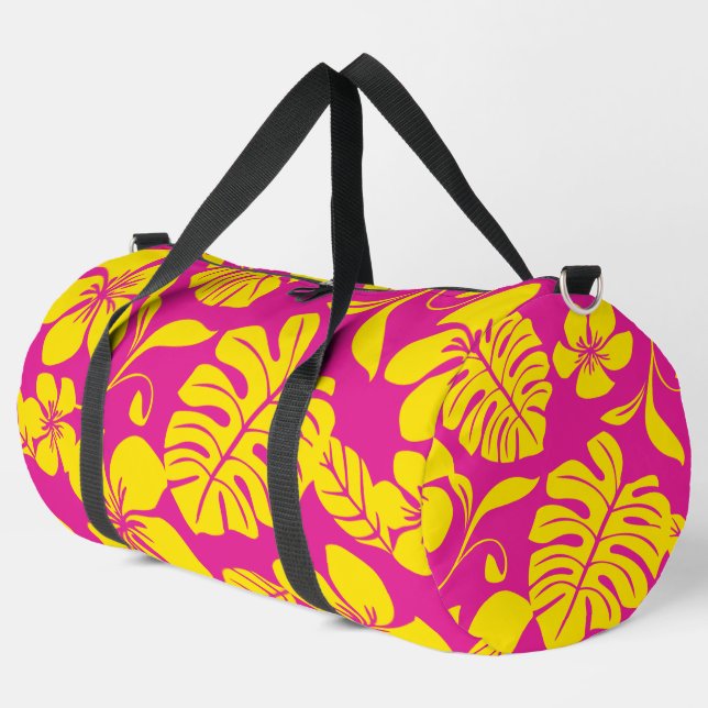 PINK BIKINI PATTERN IN HOT PINK/YELLOW DUFFLE BAG (Left Corner)
