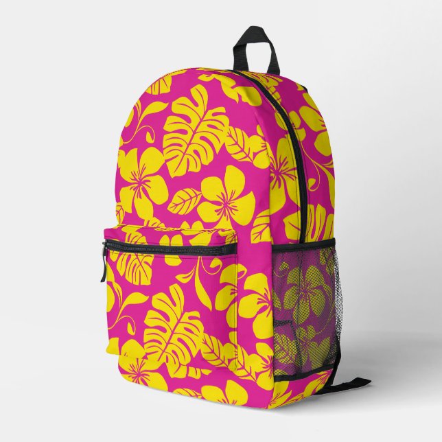 PINK BIKINI PATTERN IN HOT PINK/YELLOW PRINTED BACKPACK (Back Corner Right)