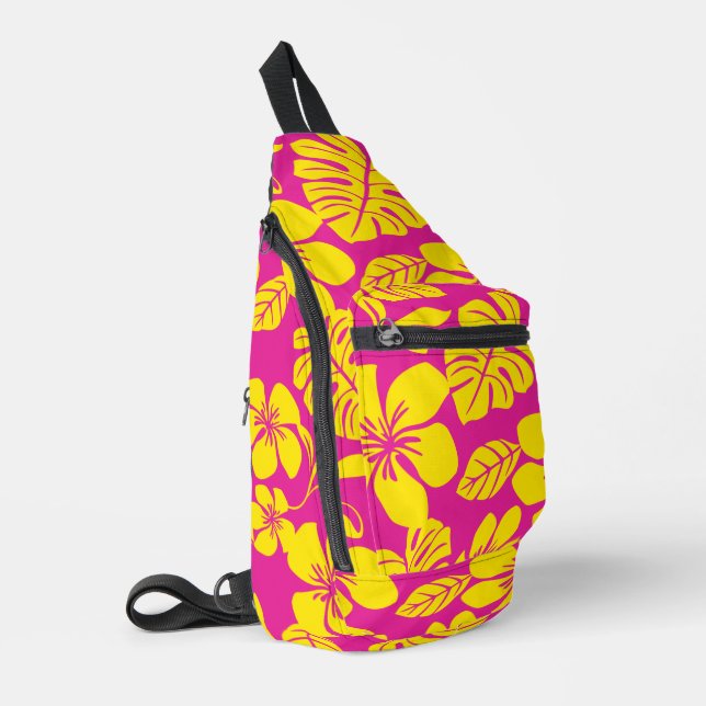 PINK BIKINI PATTERN IN HOT PINK/YELLOW SLING BAG (Left Corner)