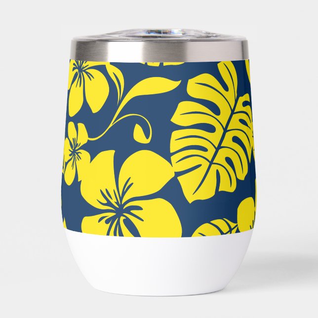 PINK BIKINI PATTERN IN NAVY AND YELLOW (Front)
