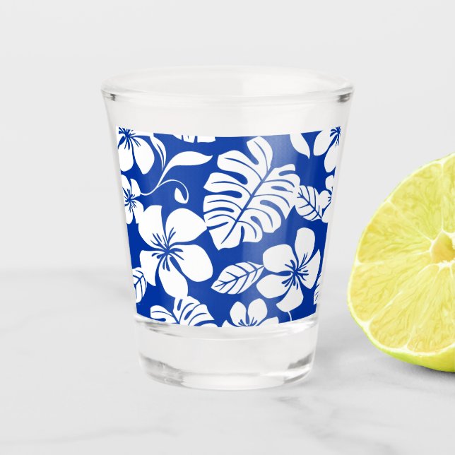 PINK BIKINI PATTERN IN ROYAL BLUE SHOT GLASS (Front)