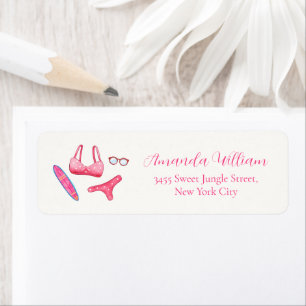 Pink Bikini Surf Beach Baby Shower Return Address