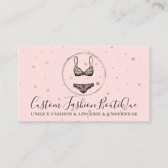 Pink Bikini Swimwear Lingerie Underwear Bra Pants Business Card (Front)