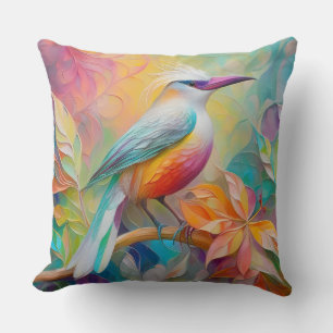Pink Billed Red Breasted Fantasy Bird Cushion
