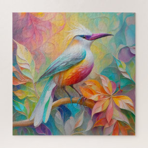 Pink Billed Red Breasted Fantasy Bird Jigsaw Puzzle