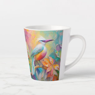 Pink Billed Red Breasted Fantasy Bird Latte Mug