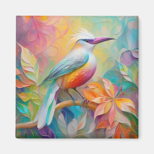 Pink Billed Red Breasted Fantasy Bird Magnet