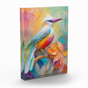 Pink Billed Red Breasted Fantasy Bird Photo Block