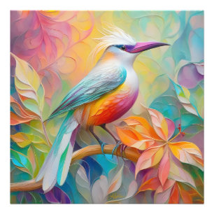 Pink Billed Red Breasted Fantasy Bird Photo Print